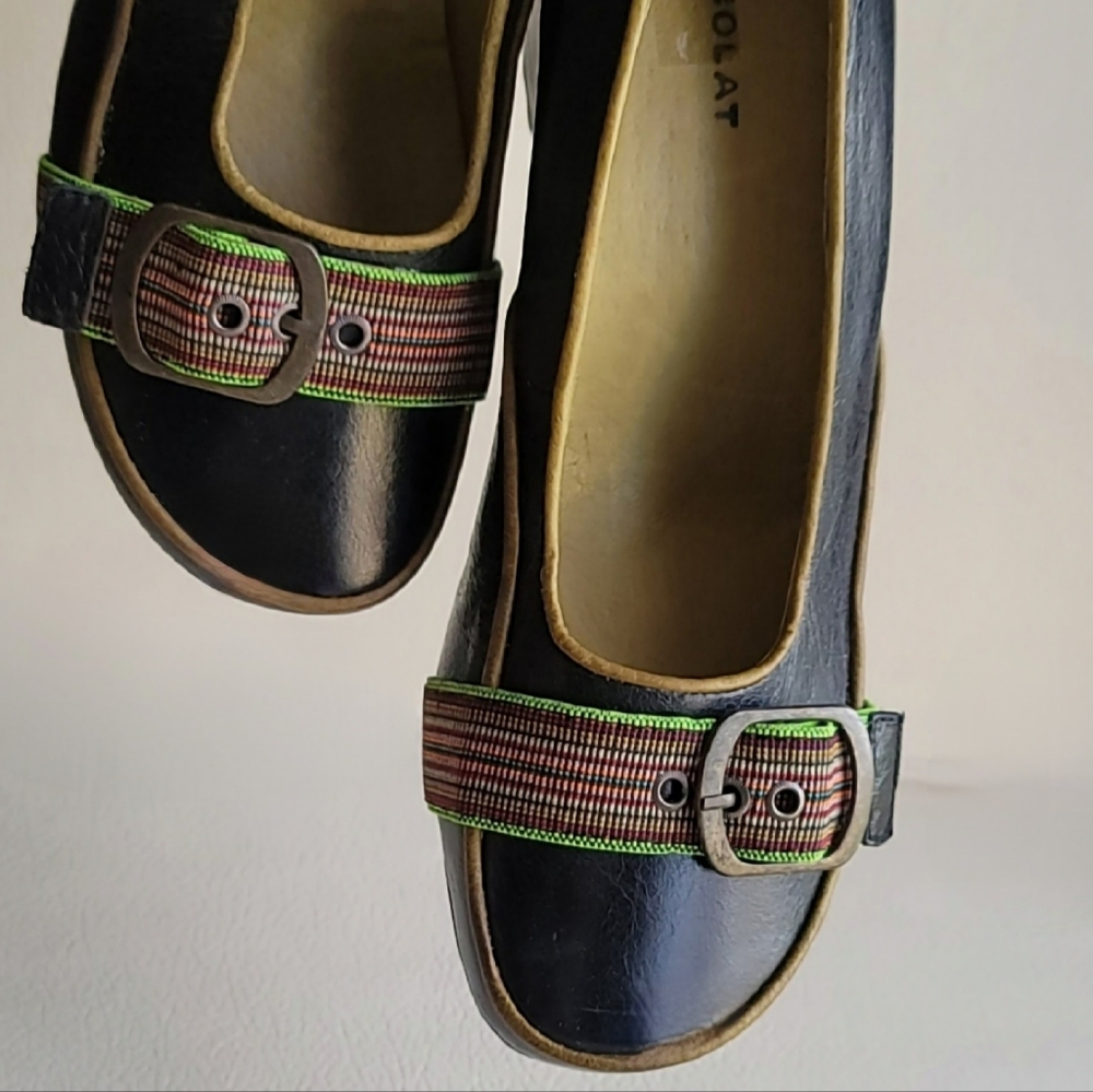 Rare Chocolat Leather Ballet Wedge Sz 38(7.5)
